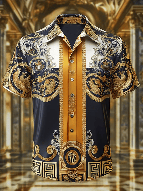Camisa ejecutivo Luxe estampado de manga corta para hombre