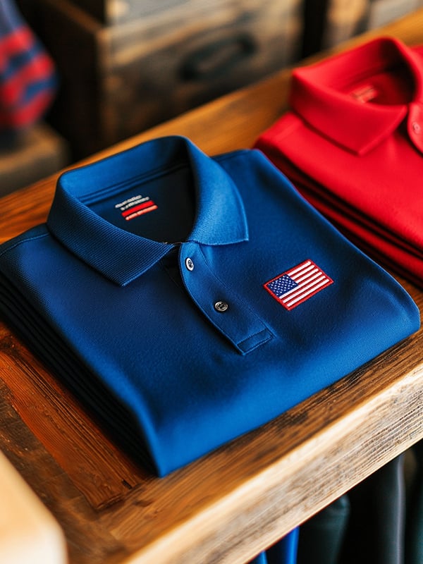 Camisa polo clásico ejecutivo Flag Independence Day de manga corta para hombre
