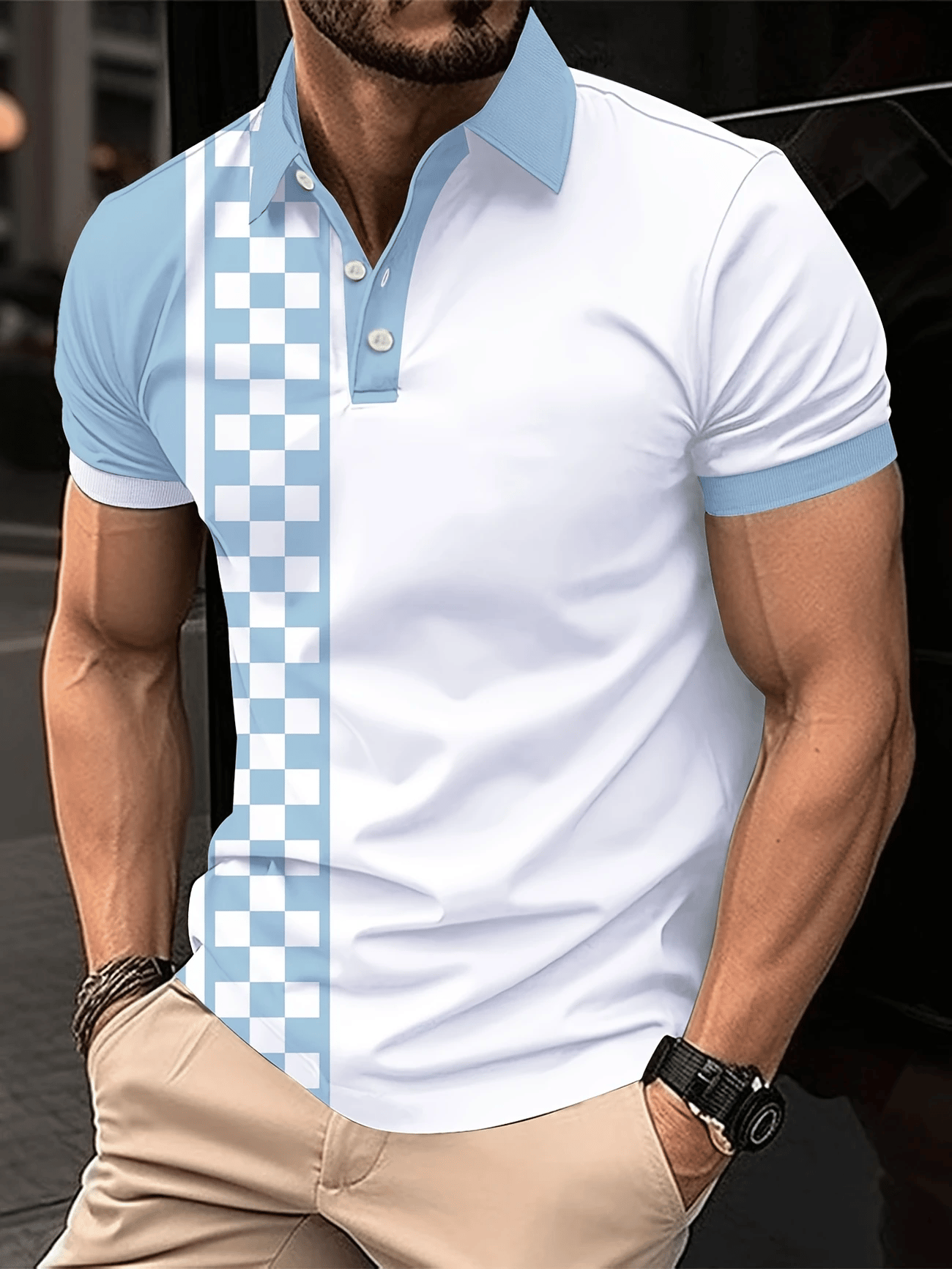 Camisa polo clásico ejecutivo Logo Button de manga corta para hombre