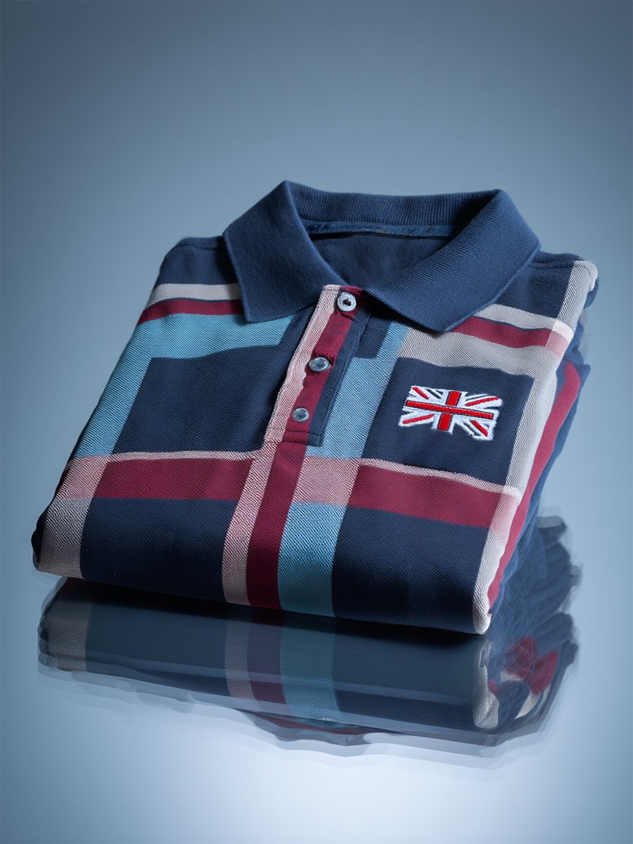 Camisa polo ejecutivo casual Union Jack Button de manga corta para hombre