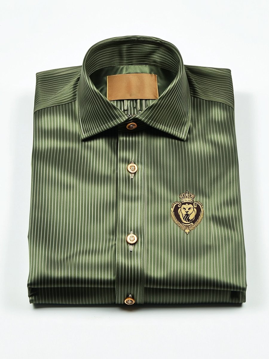 Camisa seda rayas de lujo ejecutivo de manga larga para hombre