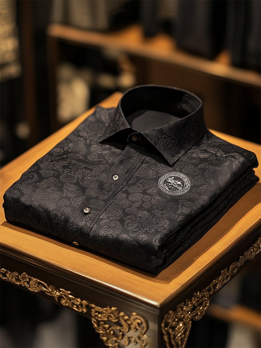 Camisa satén Luxe de manga larga con botones para hombre