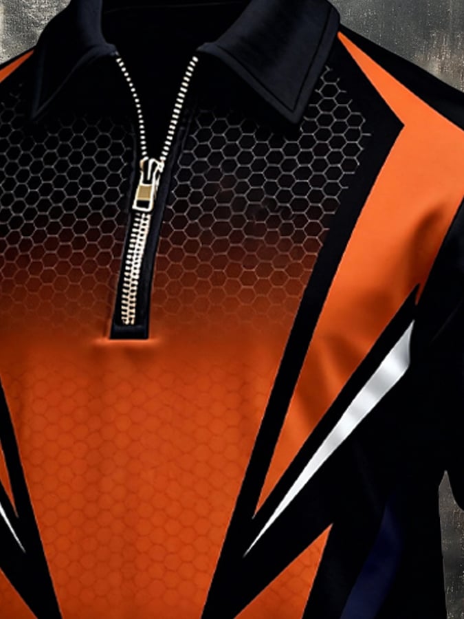 Sudadera retro en bloques de color estampado cierre para hombre