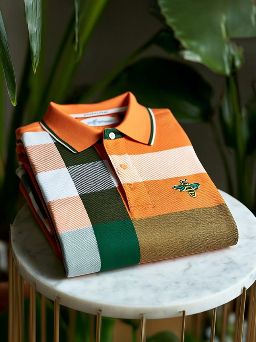 Camisa polo Check ejecutivo casual de manga corta para hombre