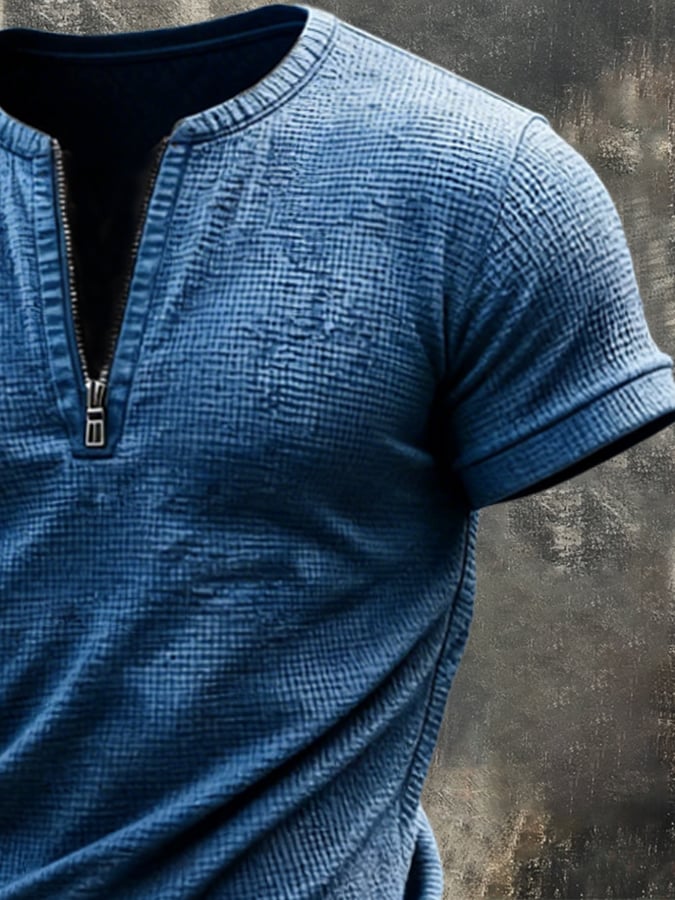 Camiseta retro cierre Waffle para hombre