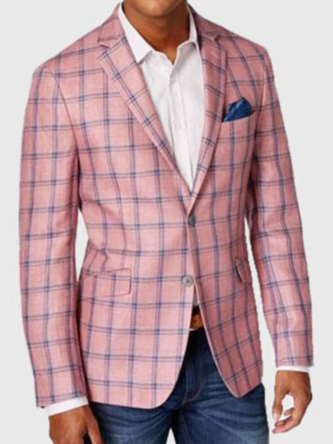 Saco a cuadros Single Breasted Notch solapa de corte entallado para hombre