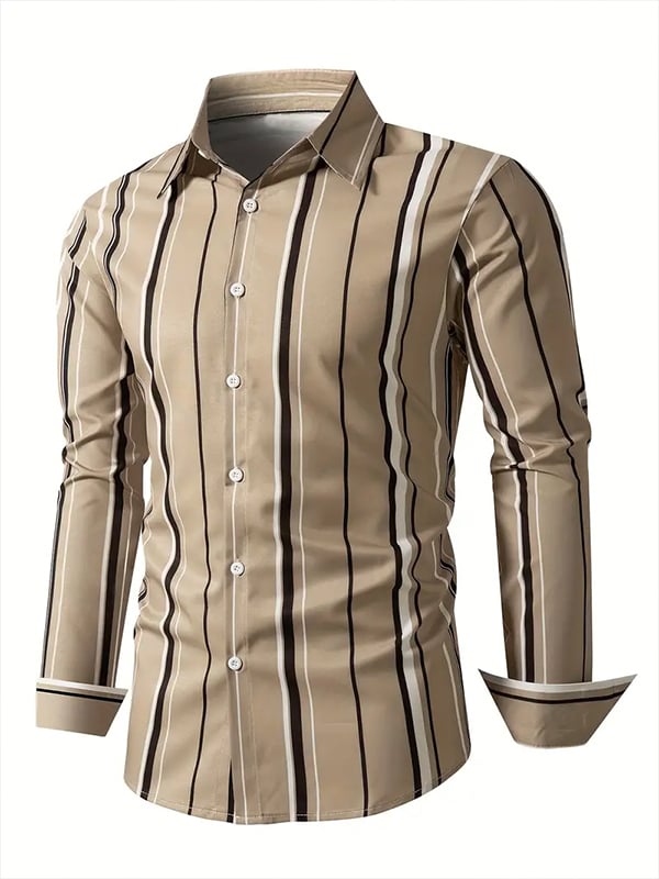 Camisa rayas estampado ejecutivo de manga larga para hombre