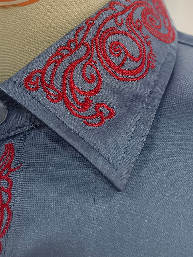 Camisa Independence Day Flag de moda ejecutivo de lujo Design Embroidery de manga larga para hombre