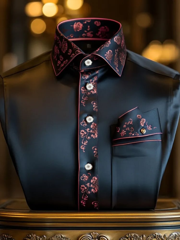 Camisa seda ejecutivo de lujo de manga larga para hombre