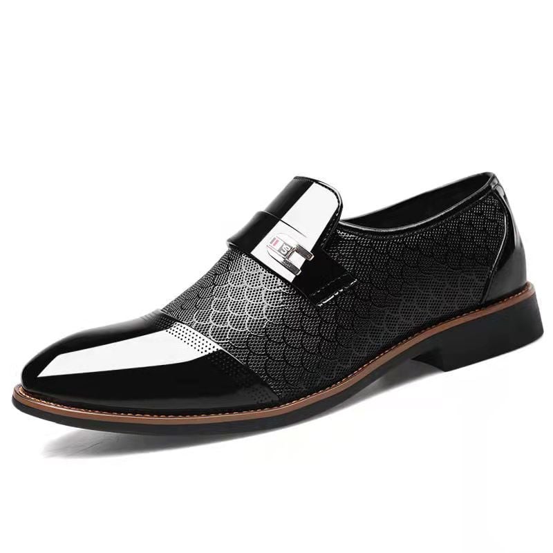 Mocasines ejecutivo formal casual Embossed Patchpara trabajo Faux cuero Patant zapatos para hombre