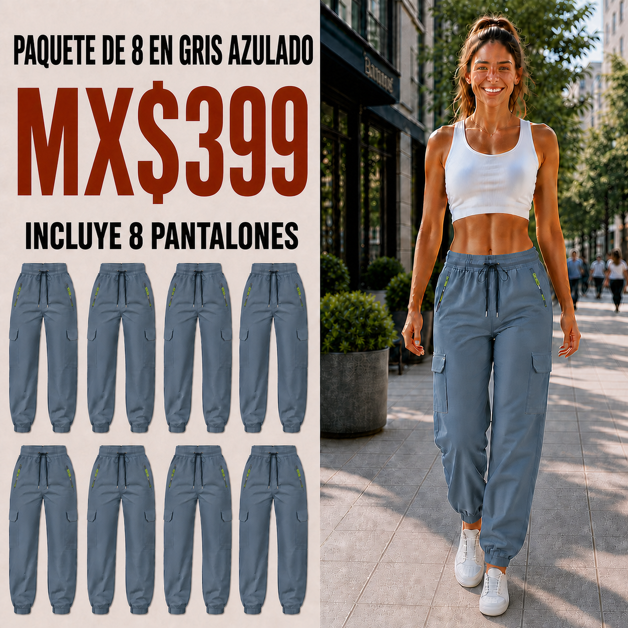Pantalón cargo multibolsillos para mujer · vista 7