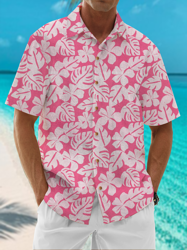 Camisa Moisture Wicking floral Chest Pocket Hawaiian