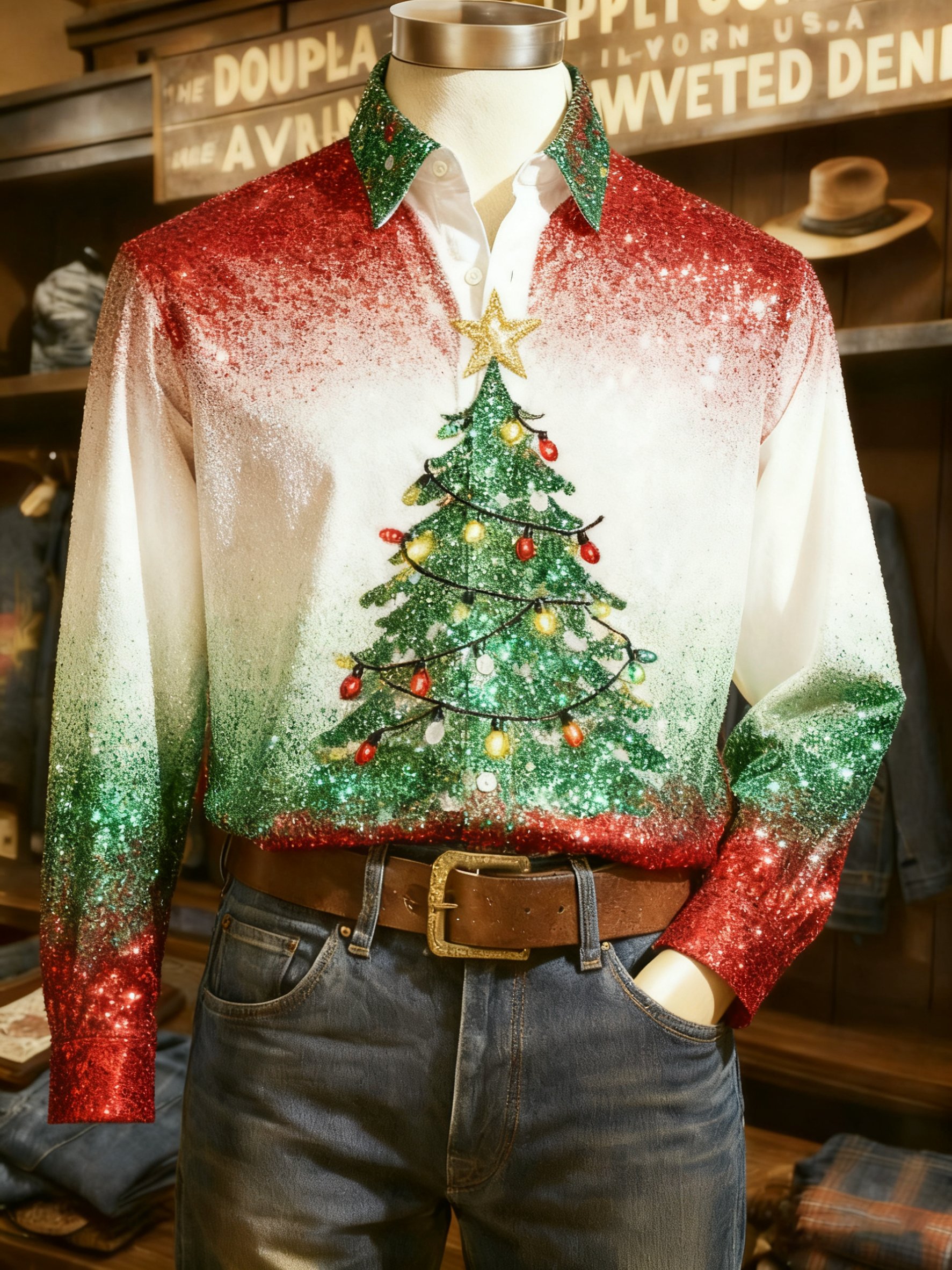 Camisa casual Christmas de manga larga para hombre