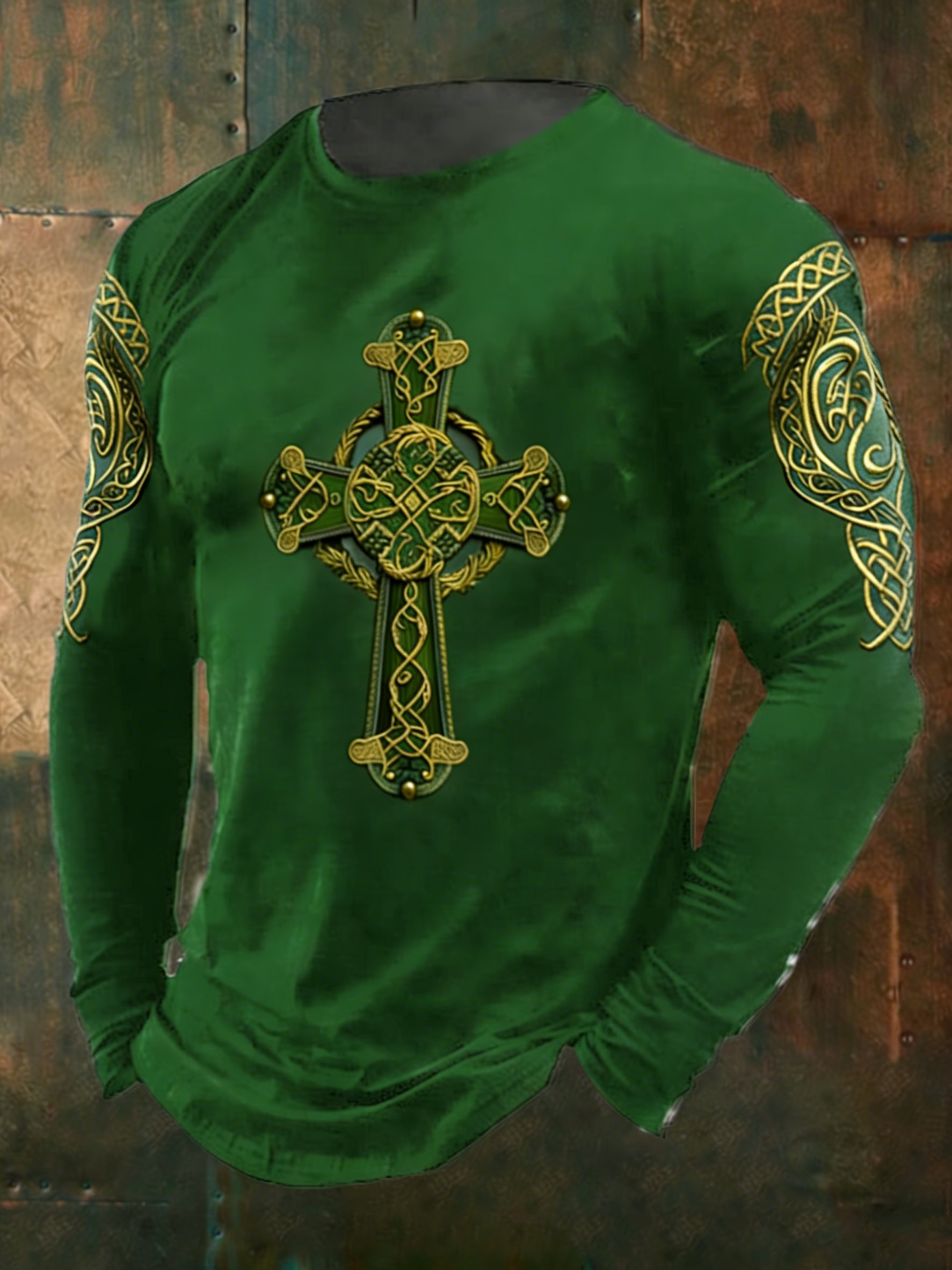 Camiseta Irish St. Patrick's Day Celtic High Cross Knots de manga larga