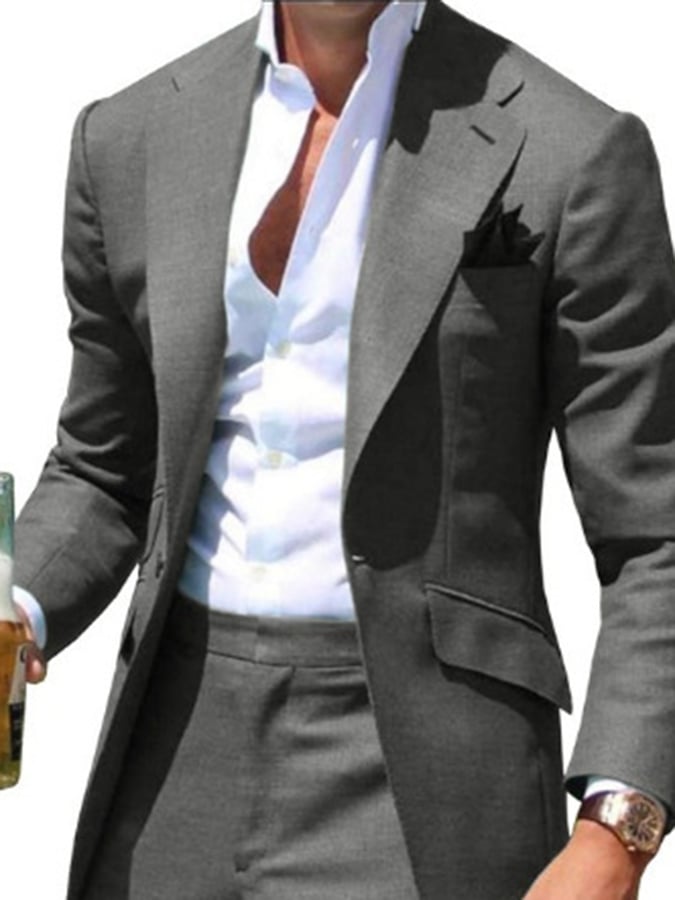 Ejecutivo Double Breasted Side Suit Two-Piece Suit para hombre