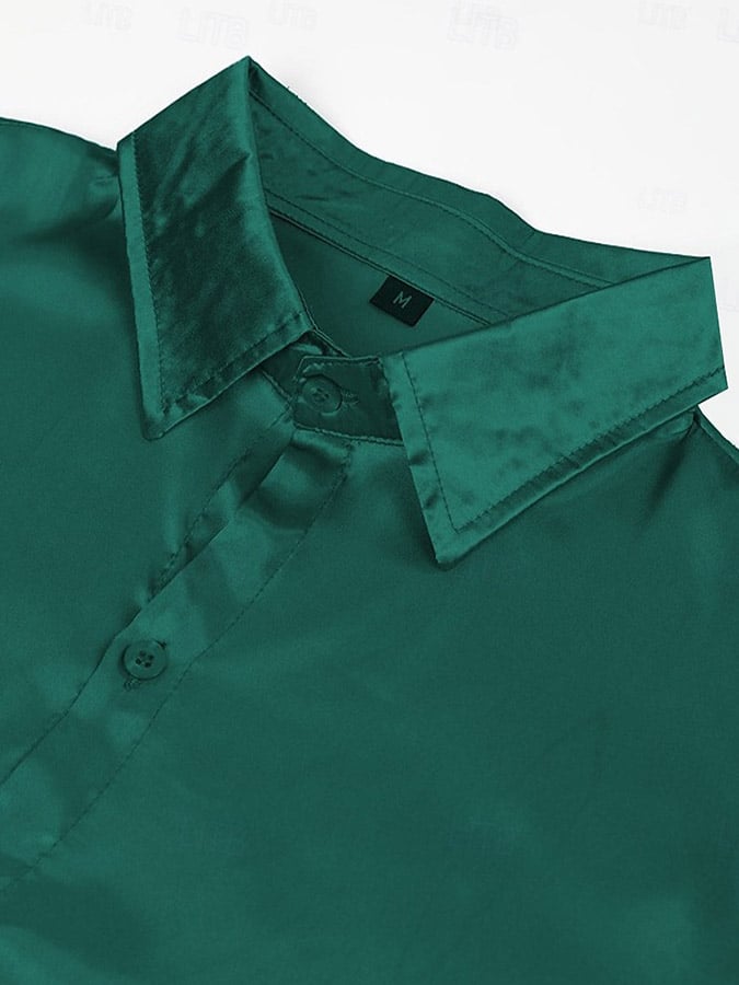 Camisa Luxe Solid satén de manga larga para hombre