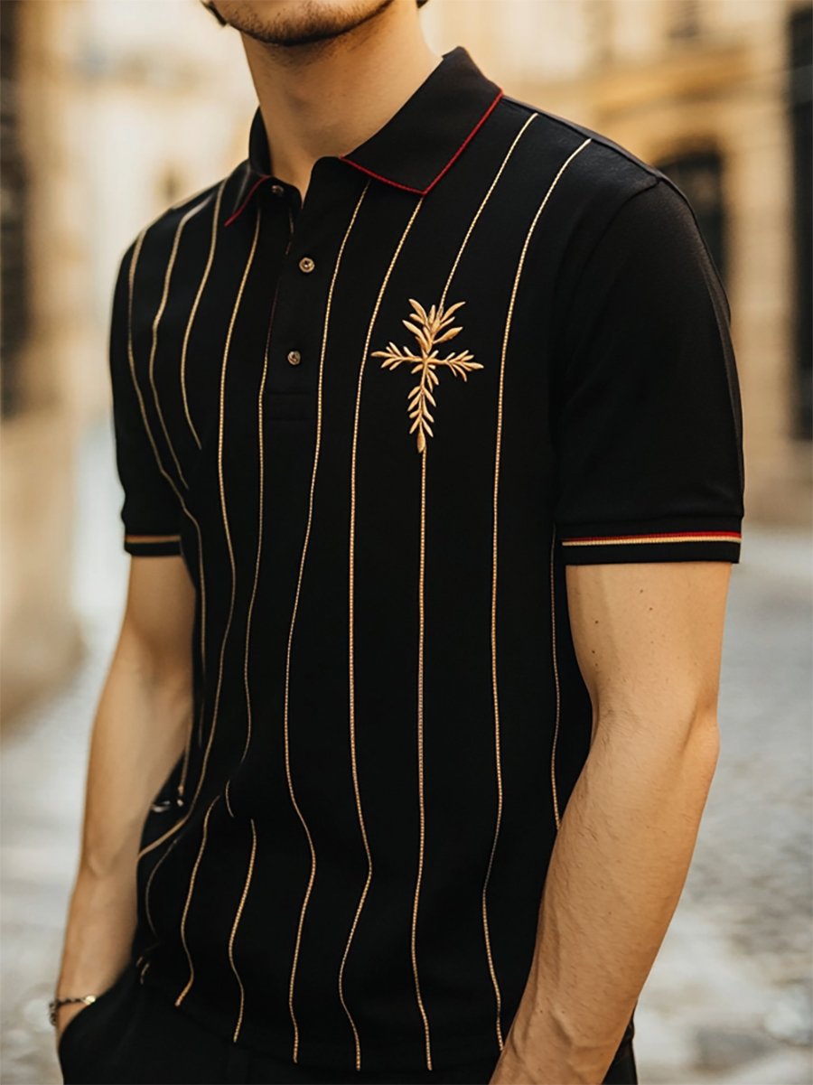 Camisa polo ejecutivo casual Faith Button de manga corta para hombre