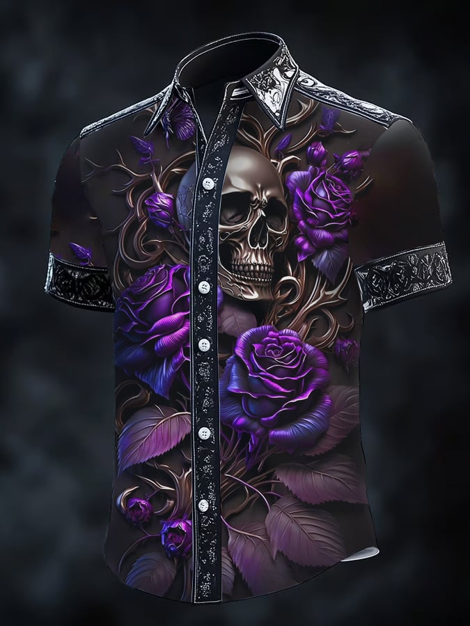 Camisa Gothic Dark de manga corta para hombre
