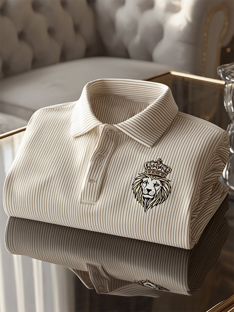 Camisa polo casual ejecutivo rayas Button de manga corta para hombre