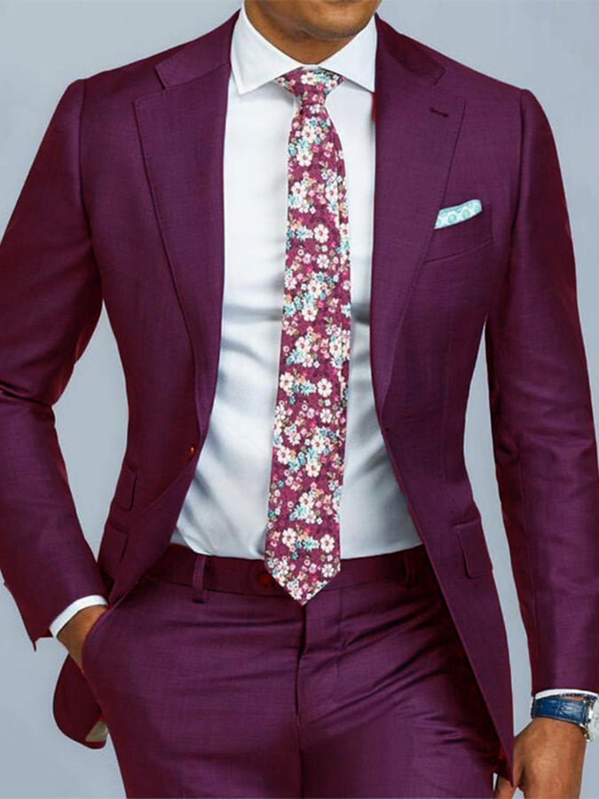 Ejecutivo Single-Breasted de color sólido Two-Piece Suit para hombre