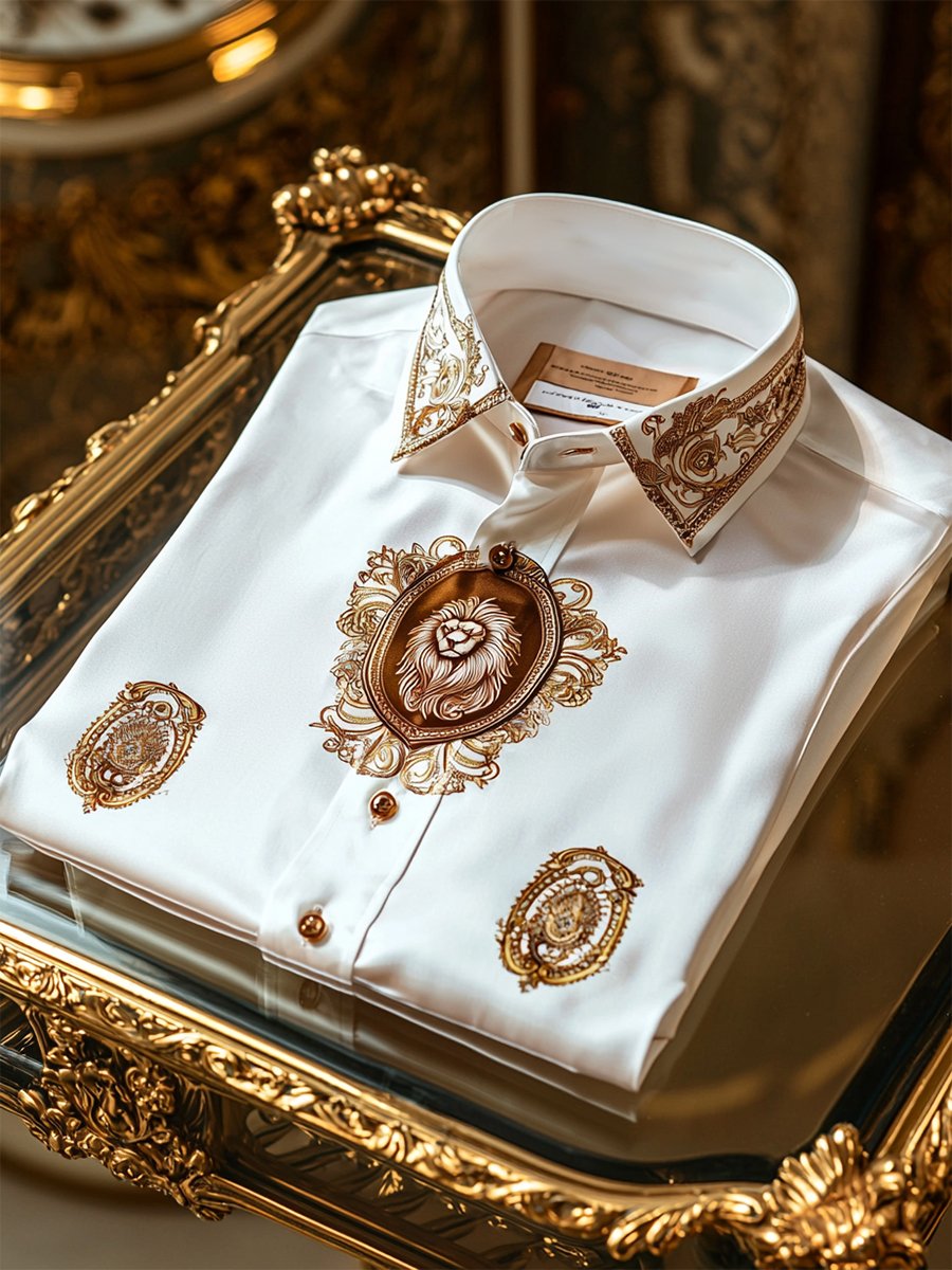 Camisa satén Luxe de manga larga con botones para hombre