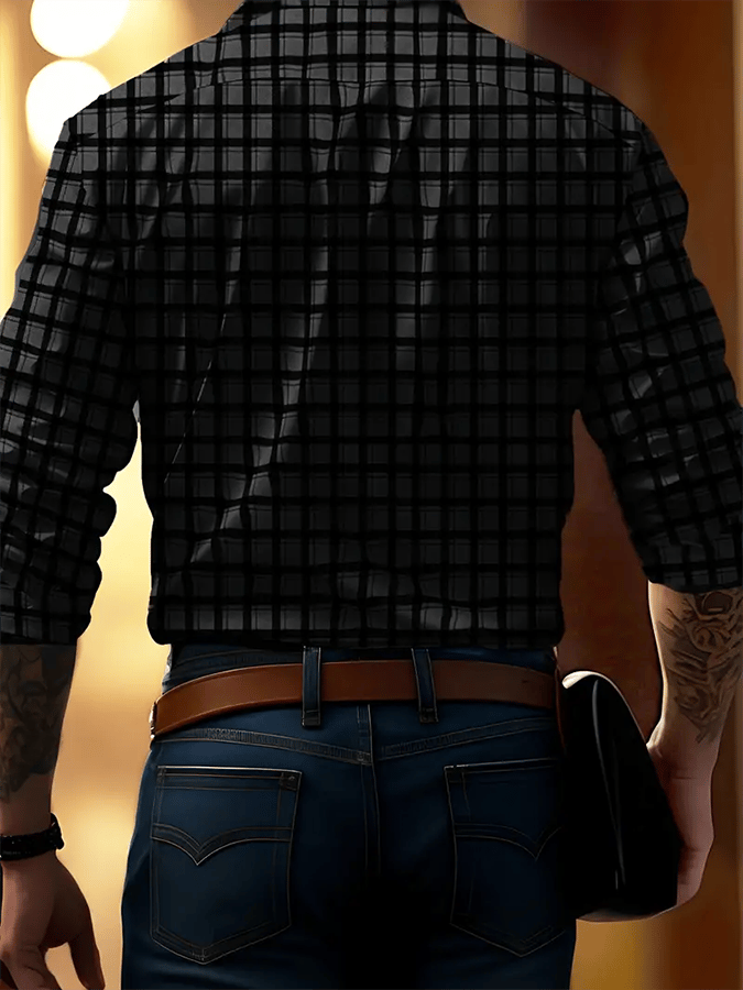 Camisa a cuadros ejecutivo casual para hombre