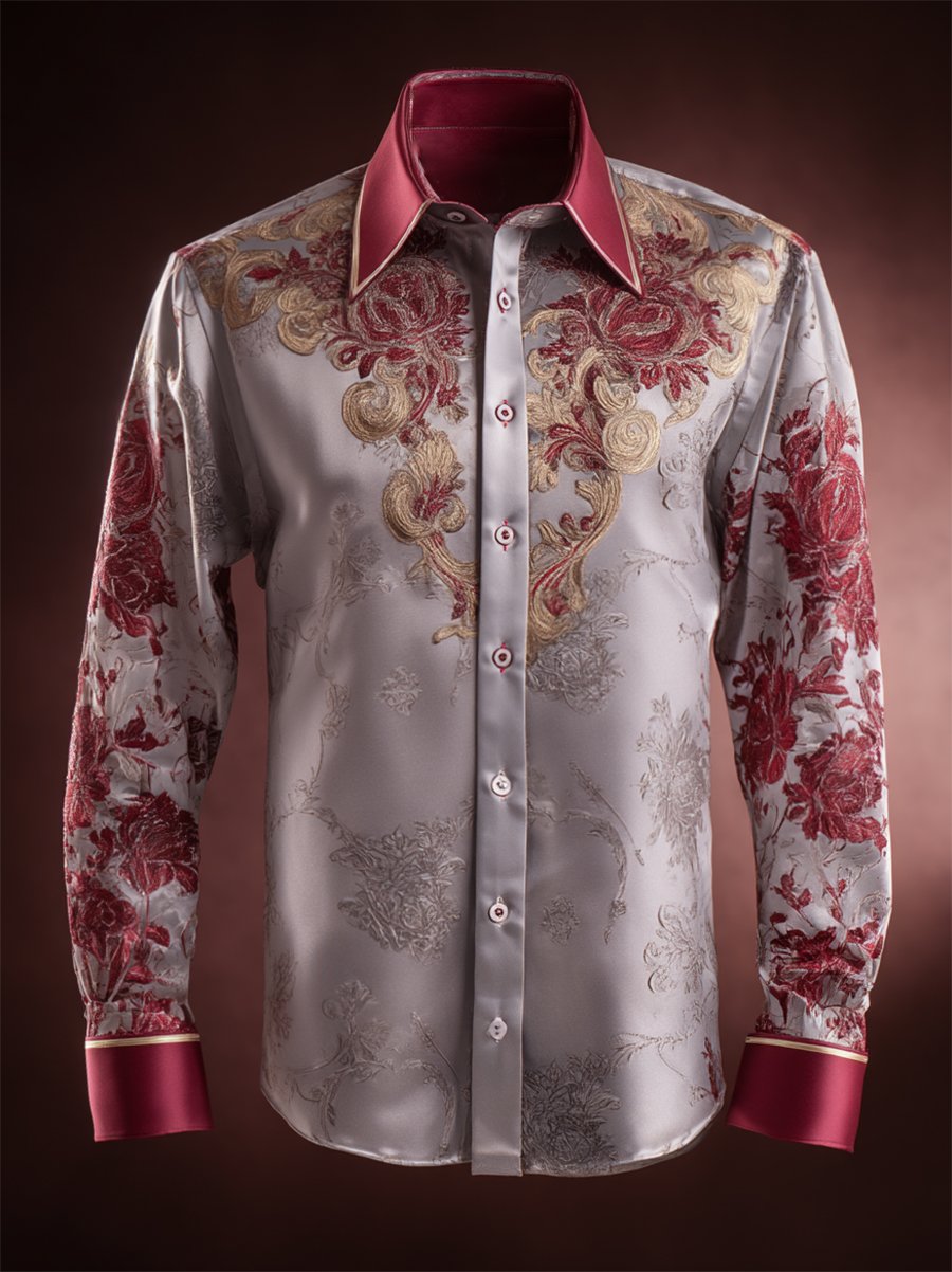 Camisa Luxe satén de manga larga para hombre