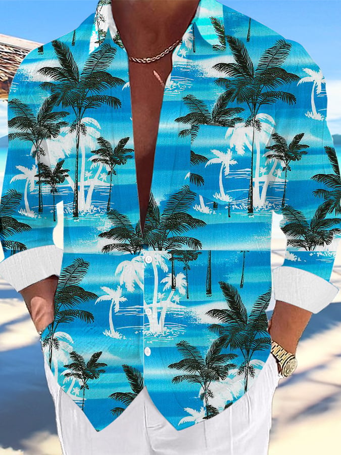 Camisa casual Hawaiian estampado Lapel para hombre