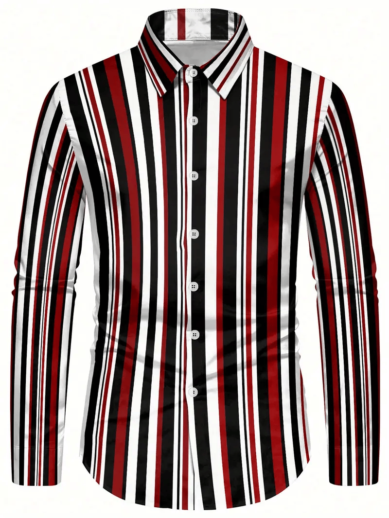 Camisa rayas estampado ejecutivo de manga larga para hombre