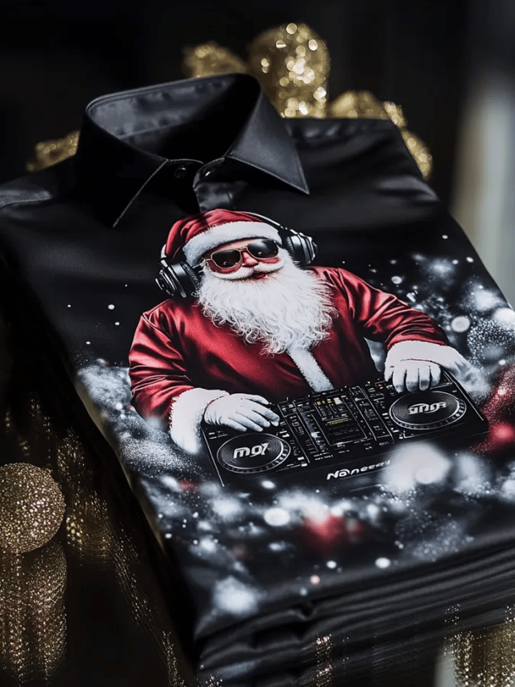 Camisa de lujo Romantic Christmas estampado de manga larga para hombre