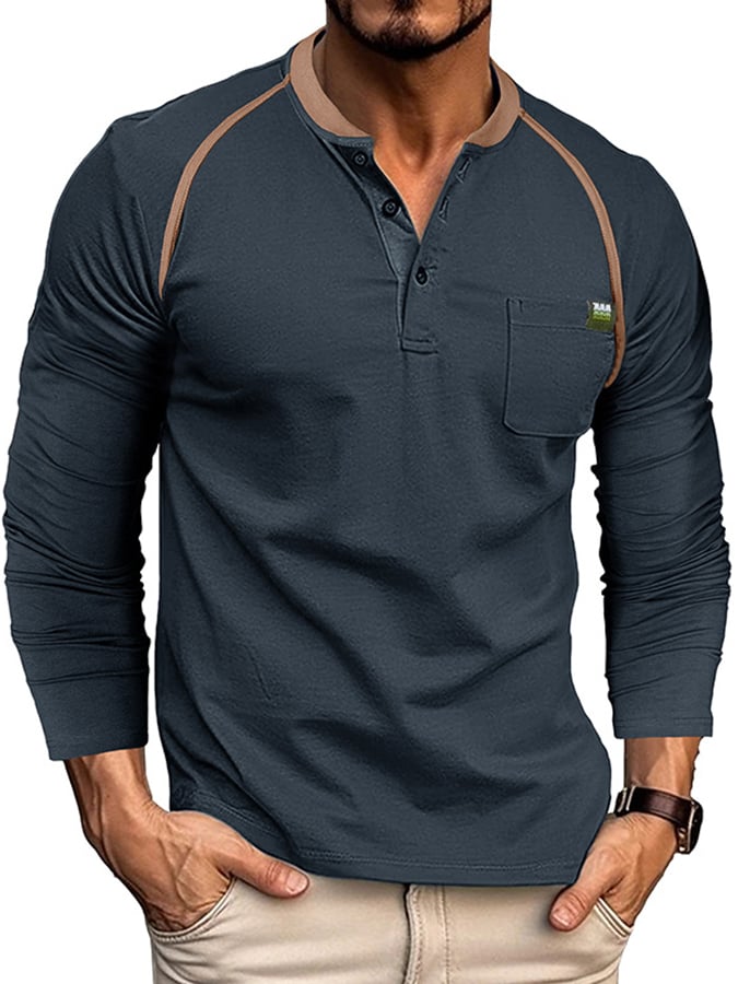 Camisa polo Sports casual Raglan Sleeve Half Button
