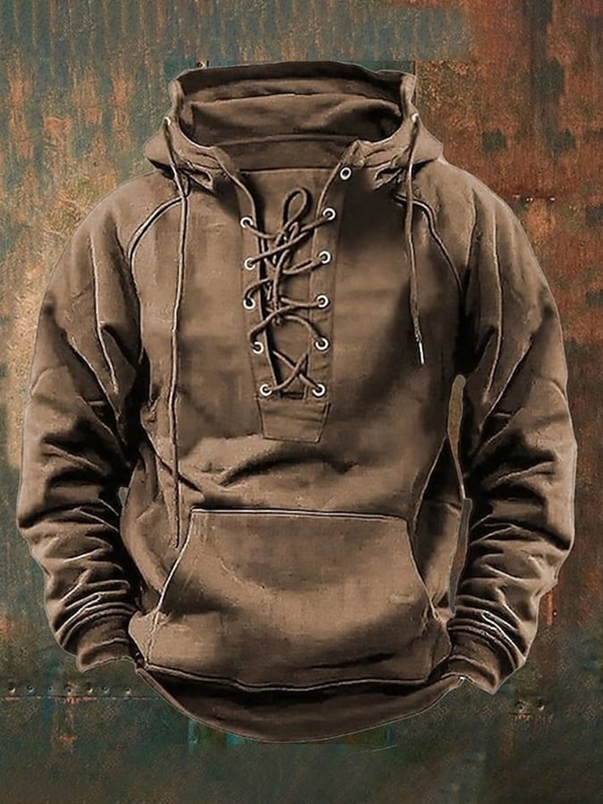 Sudadera Western Style Drawstring Raglan Hooded para hombre