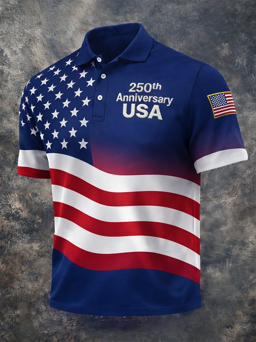 Camisa polo America Anniversary de manga corta para hombre