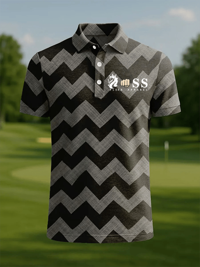 Camisa polo retro Letter Design estampado casual para hombre