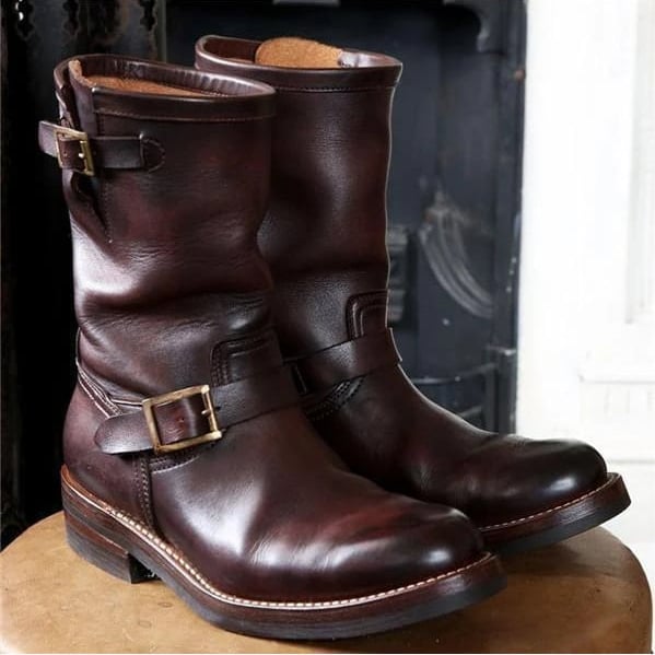 Botas Autumn and winter round toe mid-tube para hombre