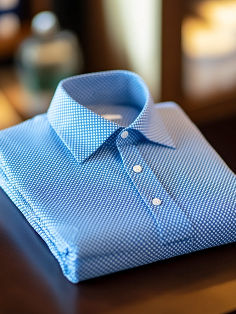 Camisa polo ejecutivo casual Polka Dot Button de manga corta para hombre