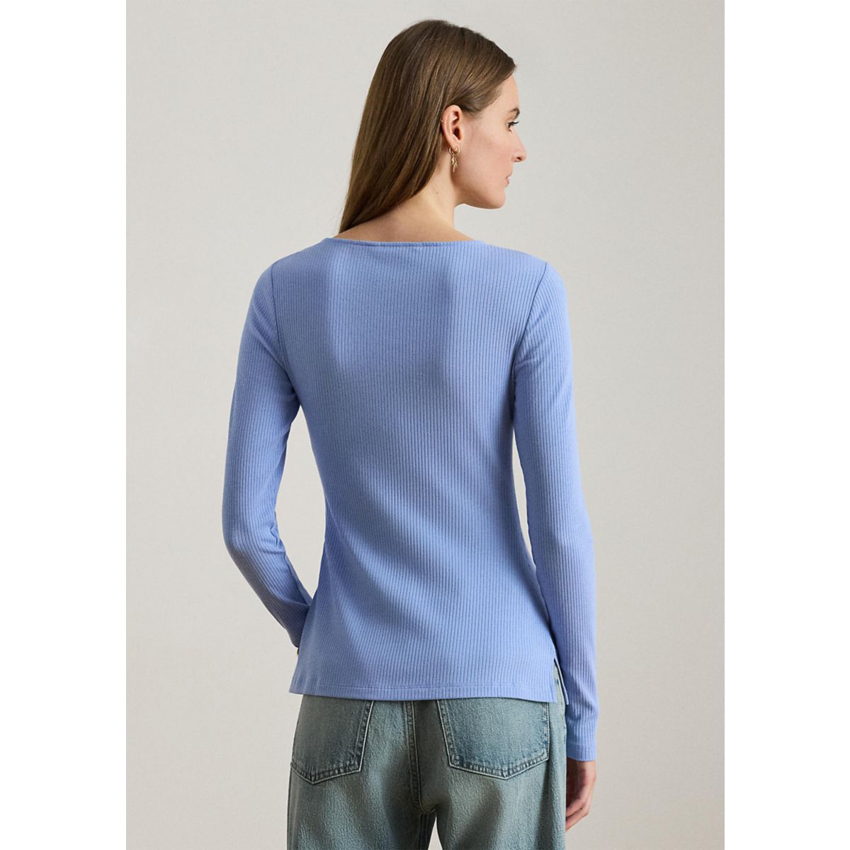 Women's Rib-Knit Long-Sleeve Scoop Neck T-Shirt - 4