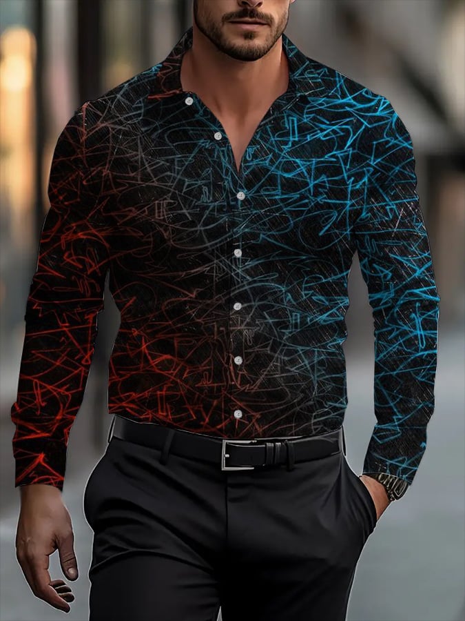 Camisa clásico ejecutivo a cuadros rayas estampado de manga larga para hombre