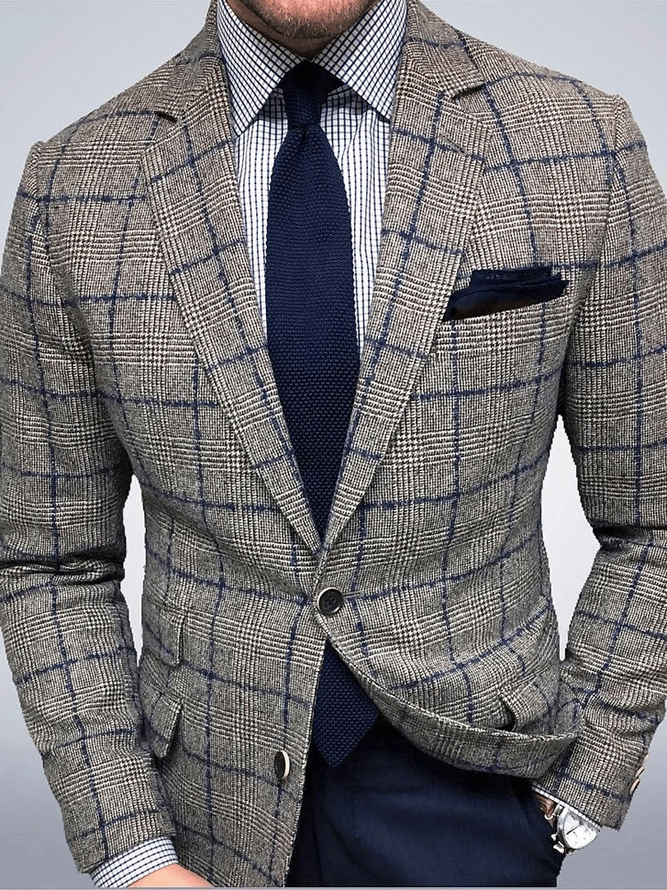 Casual a cuadros suit para hombre