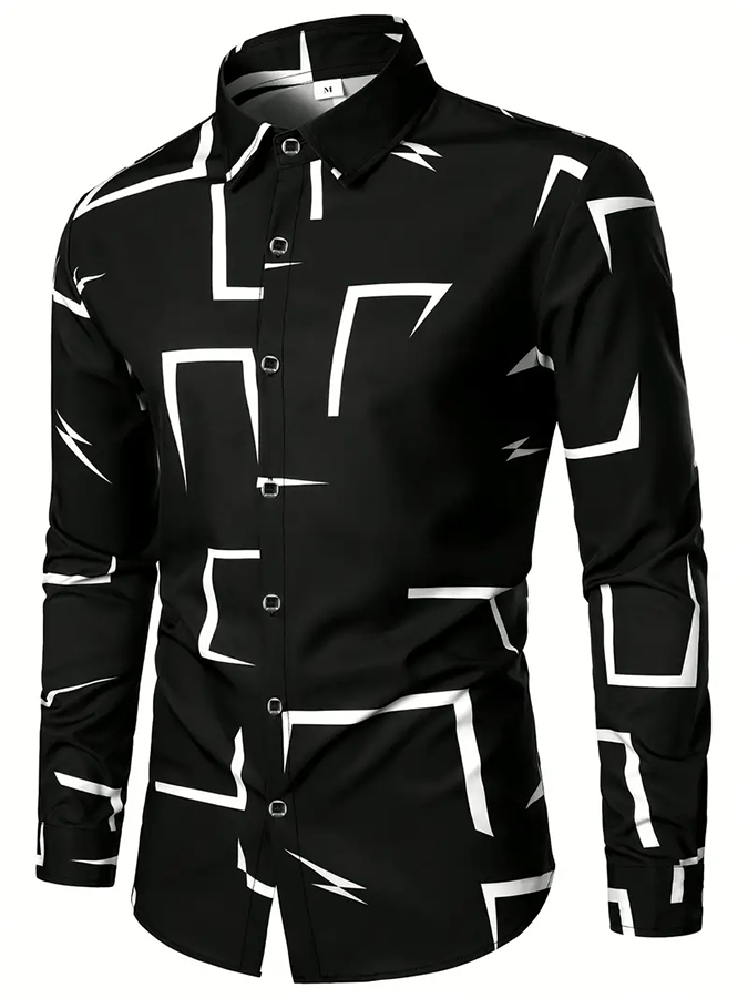 Camisa geométrico ejecutivo casual para hombre