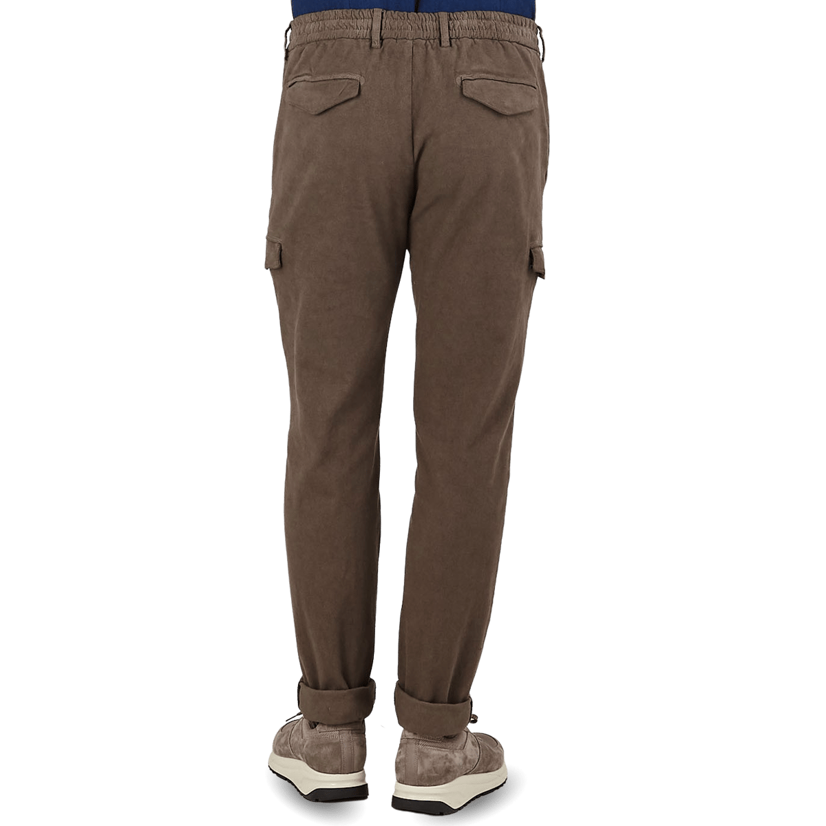 Washed Brown de algodón elástico Cargo Trousers