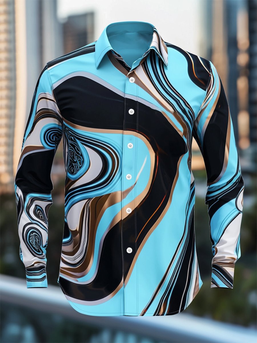 Camisa retro casual ejecutivo de manga larga para hombre