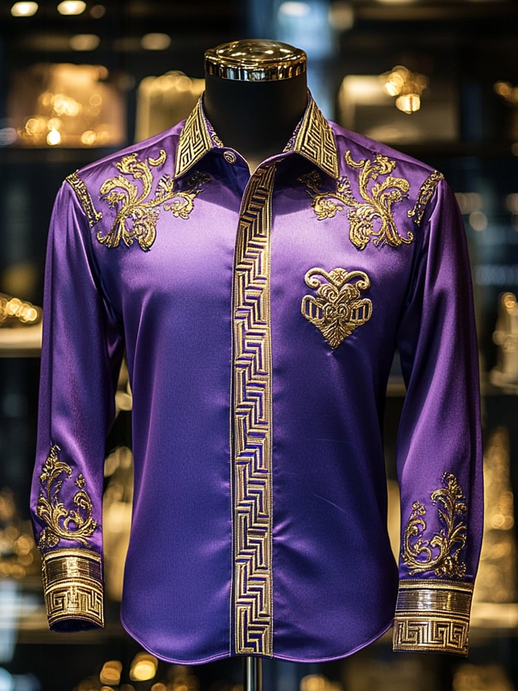 Camisa satén Luxe de manga larga con botones para hombre