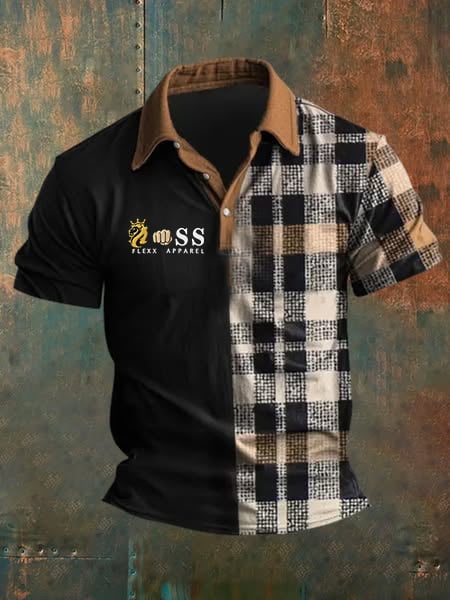 Casual retro Lion Letter Polo para hombre