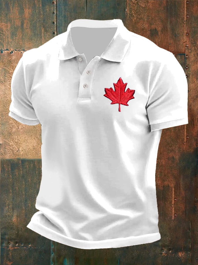 Camisa polo retro Canadian Maple Leaf estampado para hombre