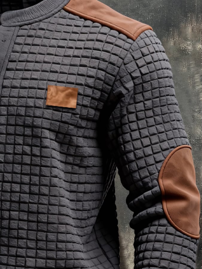 Sudadera vintage-Style Color-Block Comfortable Henley para hombre