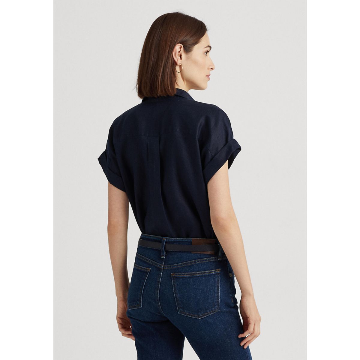 Women's Relaxed Fit Linen Short Sleeve Shirt - 6