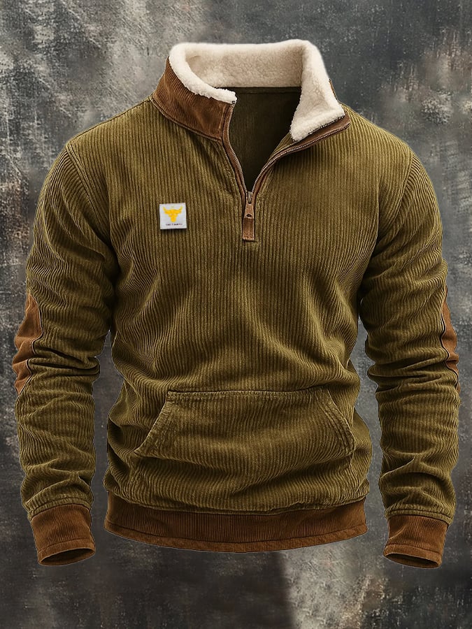 Sudadera retro Comfort cierre Plush cuello para hombre
