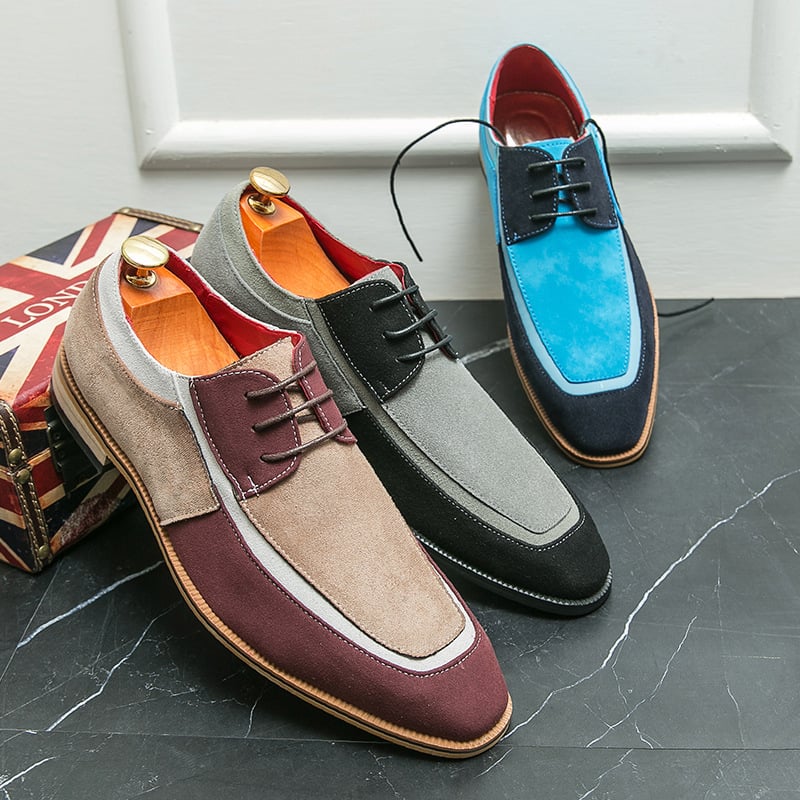 Zapatos elegantee British Style Matte Crash Color Lace Up Wooden Sole casual Faux cuero para hombre