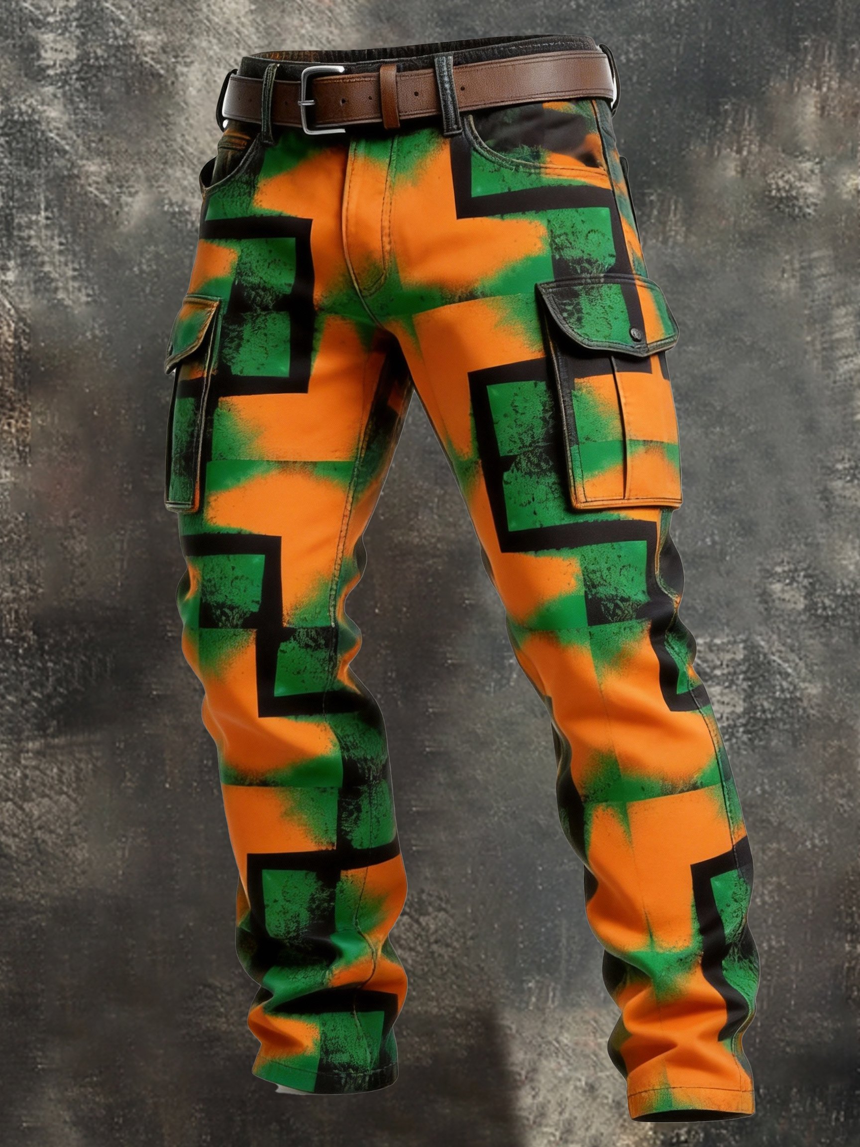 Pantalón vintage Color-Block desgastado Cargo para hombre